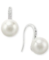 Charter Club Silver-tone Imitation Pearl And Pave Drop Earrings, Created For Macy's In White