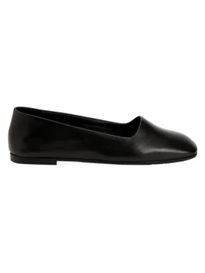 Aquatalia Women's Rosy Square-toe Leather Flats In Black