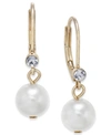 CHARTER CLUB PAVE & IMITATION PEARL DROP EARRINGS, CREATED FOR MACY'S