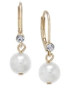 Charter Club Pave & Imitation Pearl Drop Earrings, Created For Macy's In Gold