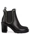 Christian Louboutin Crapahutta 70 Leather Spike Booties In Black Silver