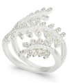 Charter Club Fine Silver Plate Crystal Leaf Wrap Ring, Created For Macy's In Silver