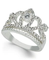 Charter Club Fine Silver Plate Crystal Crown Ring, Created For Macy's In Silver