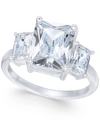 Charter Club Fine Silver Plate Triple-crystal Ring, Created For Macy's In Silver