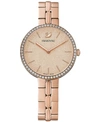 Swarovski Women's Swiss Cosmopolitian Rose Gold-tone Stainless Steel Pvd Bracelet Watch 35mm In Rose Gold