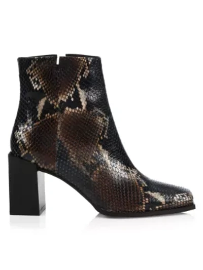 Aquatalia Emilee Snakeskin-embossed Leather Ankle Boots In Navy Brown