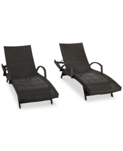 Noble House Ventura Outdoor Chaise Lounge (set Of 4) In Grey