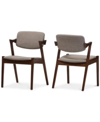 Furniture Elegant Mid-century Dining Armchair (set Of 2) In Grey