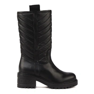 Marc Ellis Quilted Leather Boots In Black