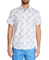 TALLIA MEN'S SLIM-FIT STRETCH PALM TREE SHORT SLEEVE SHIRT AND A FREE FACE MASK WITH PURCHASE