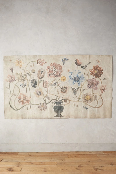 Anthropologie Vase Of Wonder Tapestry In White