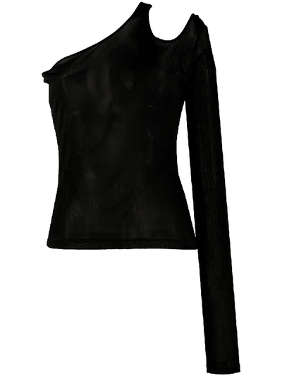 Andrea Ya'aqov Fine-knit Asymmetric Top In Black