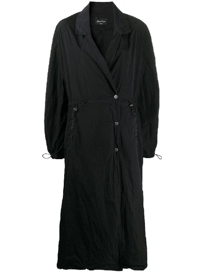 Andrea Ya'aqov Drawstring Long Trench Coat In Black