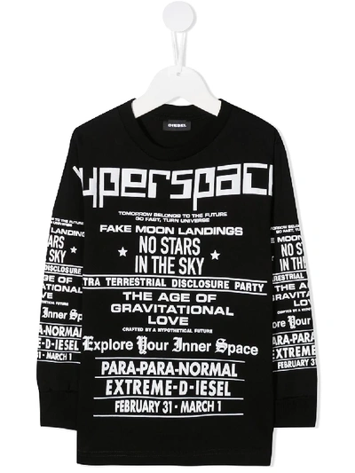 Diesel Kids' Super Space Jersey Sweatshirt In Black