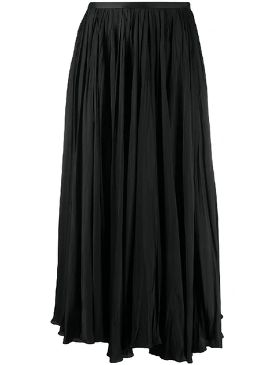 Jil Sander Pleated Midi Skirt In Black