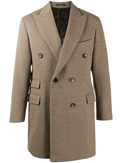 Pre-owned A.n.g.e.l.o. Vintage Cult 2000s Double-breasted Thigh-length Coat In Neutrals