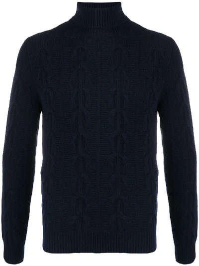 Corneliani Cable-knit Cashmere Jumper In Blue