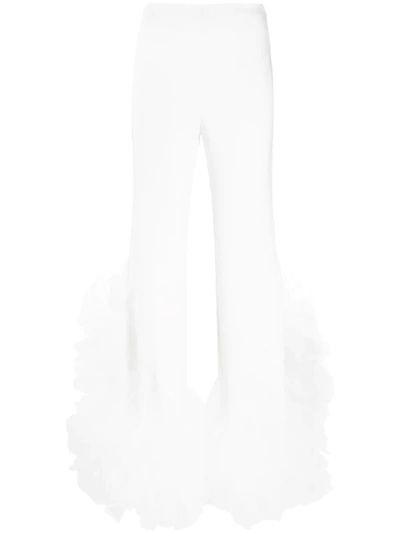 Loulou Tulle Trim High-waisted Trousers In White
