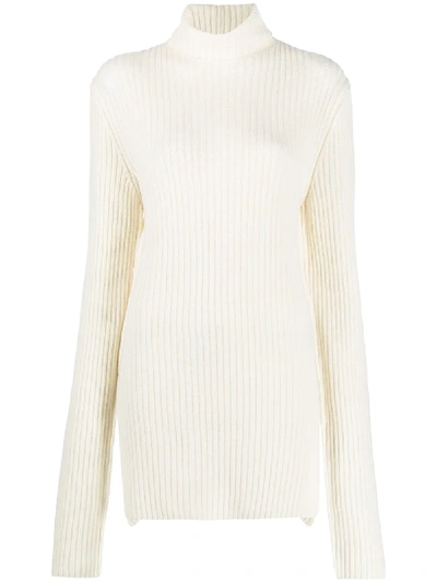 Ann Demeulemeester Ribbed-knit Virgin Wool Jumper In Neutrals