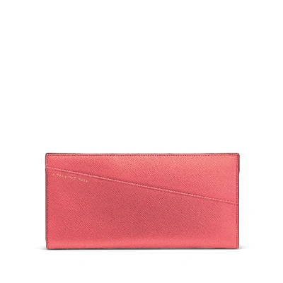 Smythson Panama Slim Travel Wallet In Coral