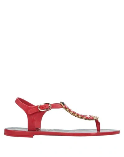 Dolce & Gabbana Toe Strap Sandals In Red