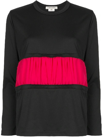 Comme Des Garçons Contrast Pleated Panel Top In Black