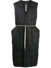RICK OWENS QUILTED LONGLINE GILET