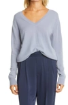 Vince Weekend V Neck Cashmere Blend Sweater In Piero Blue