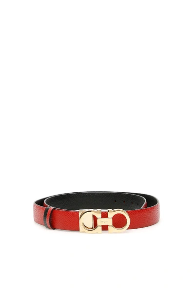 Ferragamo Reversible Double Gancio Belt In Lipstick