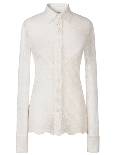 Paco Rabanne Ivory Lace Shirt Blouse In White