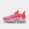 Nike Women's Air Vapormax Plus Running Sneakers From Finish Line In Platinum Tint/pink Blast/flash Crimson
