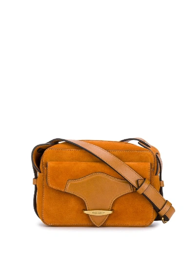 Isabel Marant Wasy Leather-trimmed Suede Shoulder Bag In Orange