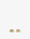Balenciaga Logo Gold-toned Earrings In Gold