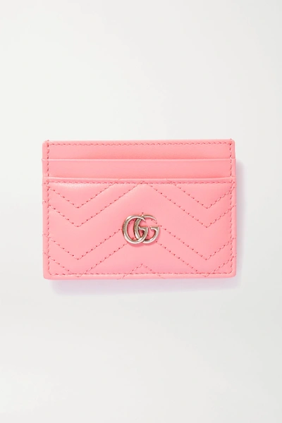 Gucci Gg Marmont Quilted Leather Cardholder In Pink