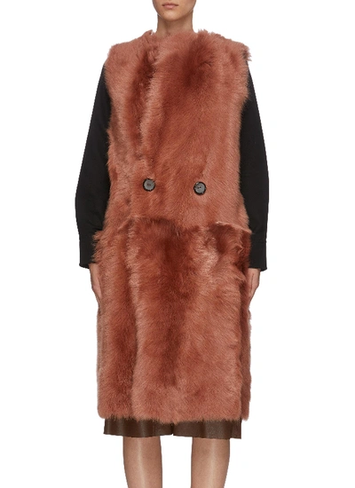 Karl Donoghue Reversible Double Breasted Lambskin Shearling Gilet In Pink