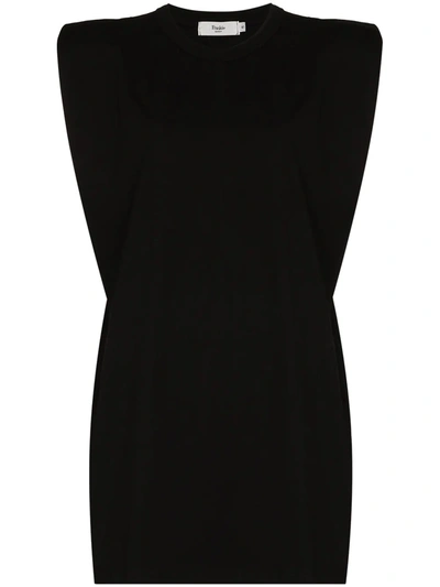 The Frankie Shop 'tina' Padded Shoulder Sleeveless Cotton T-shirt Dress In Black