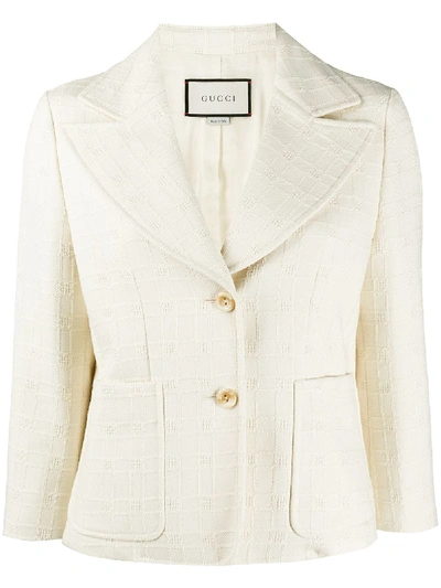 Gucci Checked Cotton And Wool Blazer In White