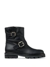 Jimmy Choo Youth Ii Buckled Shearling-lined Leather Ankle Boots In Black