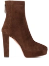 Aquazzura Saint Honore 120 Platform Suede Boots In Multi