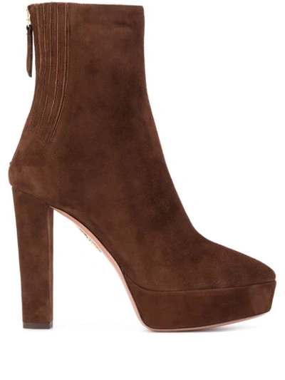 Aquazzura Saint Honore 120 Suede Boot In Brown