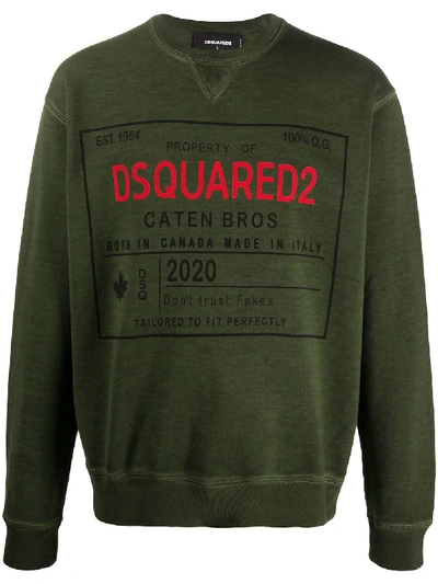 Dsquared2 Logo Cotton Sweatshirt In Green