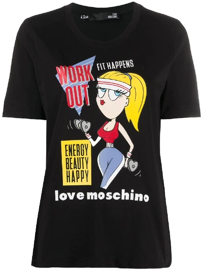 Love Moschino Work Out Graphic T-shirt In Black