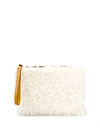 MARNI LOGO CHARM SHEARLING CLUTCH