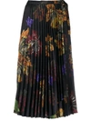 Off-white Floral Print Pleated Midi Skirt In Black