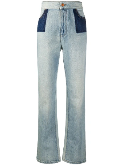 Philosophy Di Lorenzo Serafini Two-tone Panel Jeans In Blue