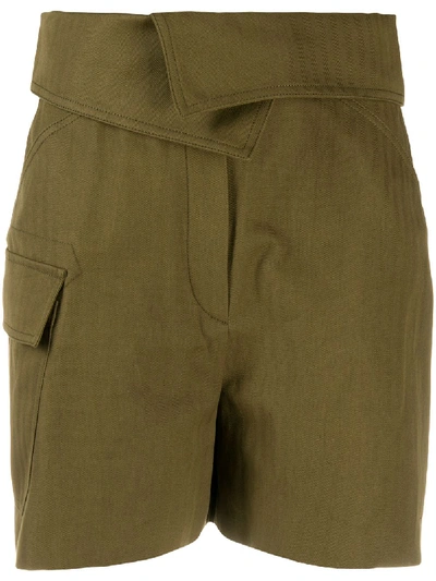 Kenzo Dark Olive Cotton-blend Shorts In Green