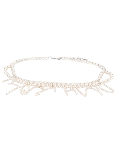 Moschino Pearl-embellished Belt In White