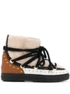 Inuikii Curly Rock Shearling Colorblock Snow Booties In Neutrals