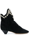ISABEL MARANT DOEY FAUX PEARL-EMBELLISHED ANKLE BOOTS