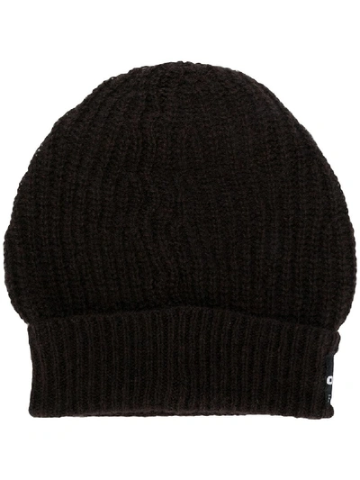 Raf Simons Patch-detail Ribbed Beanie In Dark Brown